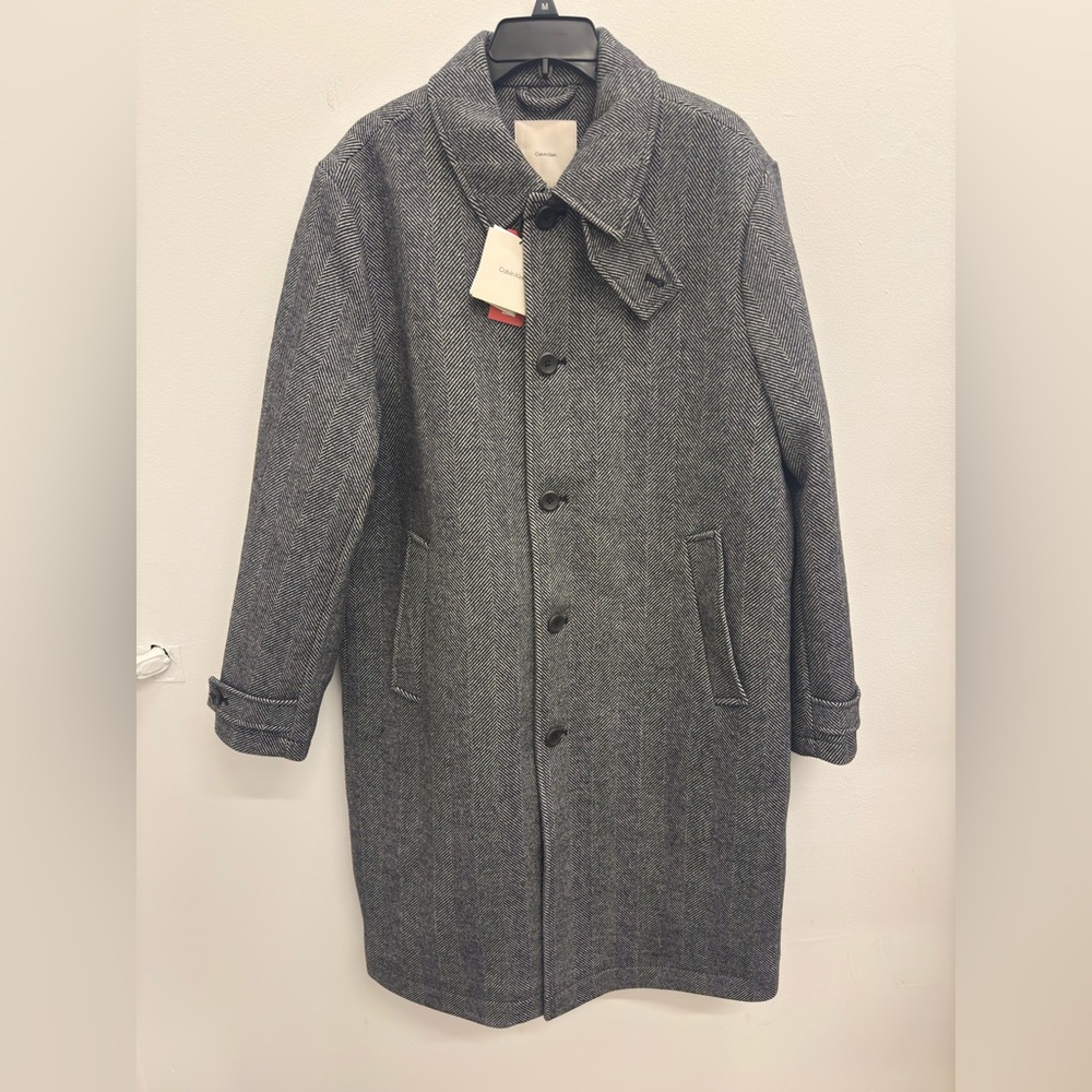 Calvin Klein Tech Wool Blend Trench Coat